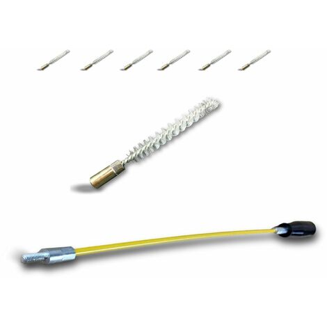 Ecouvillon NYLON Condenseur  Lot de 6 avec 1 tringle flexible 48 cm  Ø 10 mm  Raccord laiton taraudé M6 femelle  Torsade en acier galvanisé  Brosse nettoyage  Kibros 4TCN10Tx6