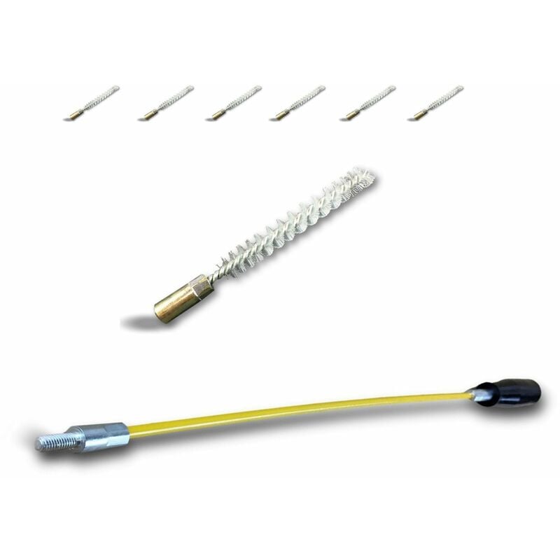 Kibros - Ecouvillon nylon Condenseur Lot de 6 avec 1 tringle flexible 48 cm ø 10 mm Raccord laiton taraudé M6 femelle Torsade en acier galvanisé