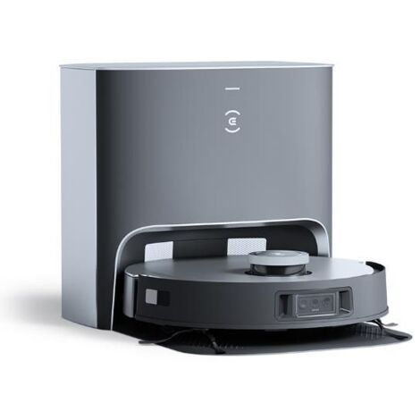 Ecovacs DEEBOT X1 PLUS Robot Aspirapolvere con Funzione di Lavaggio, 5000PA, Tecnologia DToF Laser, Stazione di Aspirazione Automatica, Capacit� 0,4L, Design Elegante in Nero e Grigio