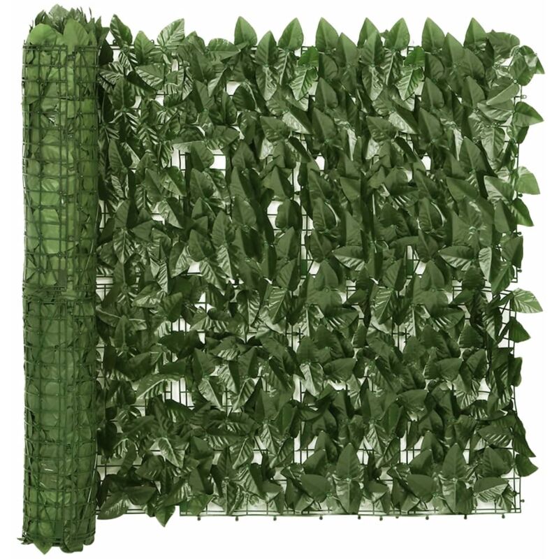 Écran de balcon avec feuilles vert foncé 300x75 cm