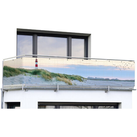 Écran de balcon avec motif de plage, 5 m x 85 cm