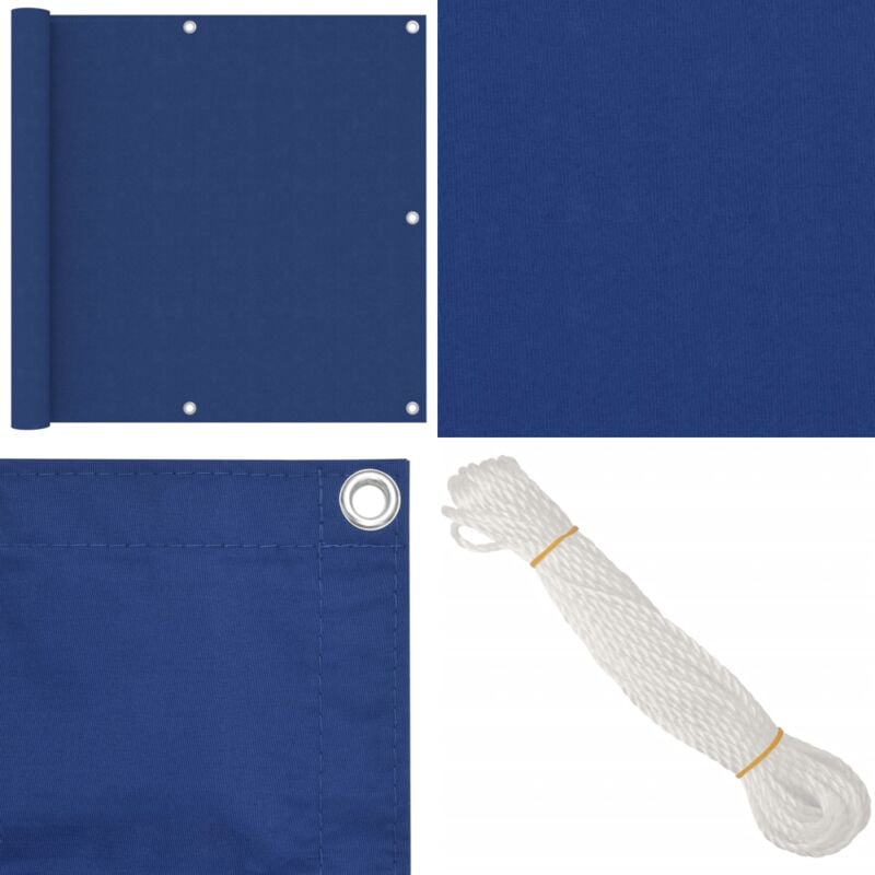 Cran de balcon Bleu 90x600 cm Tissu Oxford - Écran De Balcon - Intimité Balcon - Parasol Balcon - Voile D'ombrage - Protection Solaire - Home & Living
