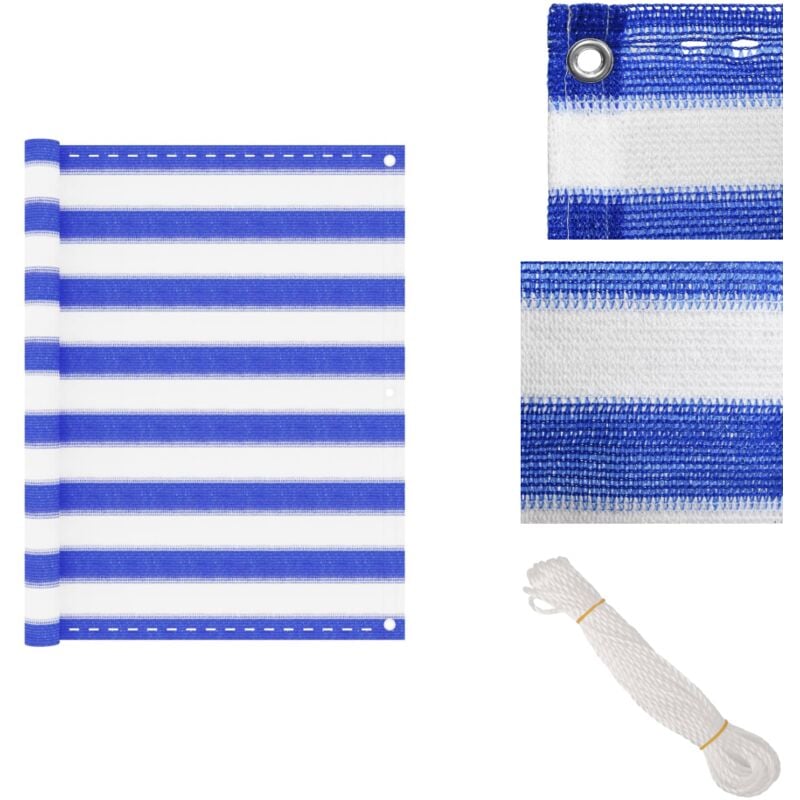 Vidaxl - cran de balcon Bleu et blanc 90x500 cm pehd - Écran De Balcon - Intimité Balcon - Protection Solaire - Voile D'ombrage - Auvent Balcon