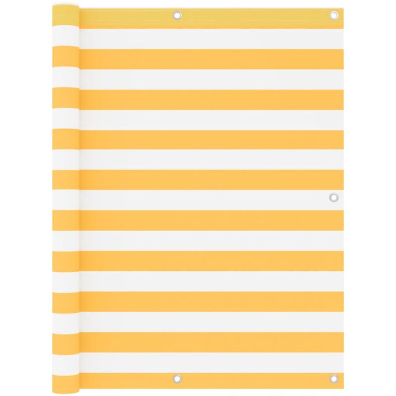 Helloshop26 - cran de balcon brise pare vue protection confidentialité 120 x 500 cm tissu oxford blanc et jaune