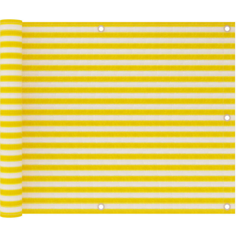 Cran de balcon brise pare vue protection confidentialité 75 x 300 cm pehd jaune et blanc - Blanc
