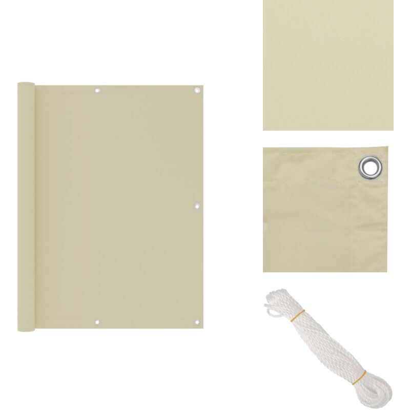 Cran de balcon Crème 120x500 cm Tissu Oxford - Écran De Balcon - Intimité Balcon - Parasol Balcon - Voile D'ombrage - Protection Solaire