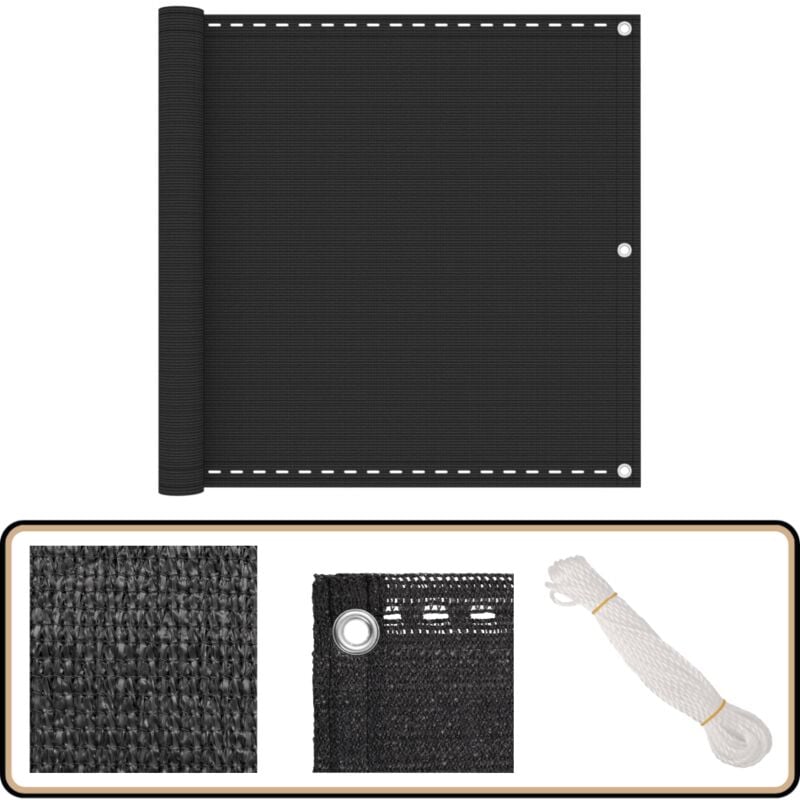 Écran de balcon en PEHD 90x400 cm Anthracite - Écran De Balcon - Intimité Balcon - Parasol Balcon - Voile D'ombrage - Protection Solaire