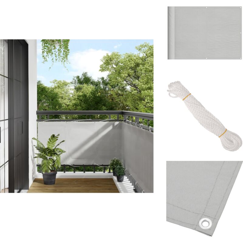 Vidaxl - cran de balcon gris clair 75x400 cm 100% polyester oxford - Paravent Balcon - Écran De Confidentialité - Parasol Pour Balcon - Brise Vue