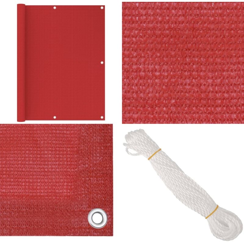 Vidaxl - cran de balcon Rouge 120x400 cm pehd - Écran De Balcon - Parasol - Voile D'ombrage - Confidentialité Balcon - Décoration Balcon - Home &