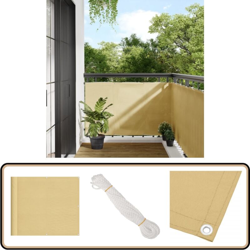 Vidaxl - cran de balcon sable 90x300 cm 100% polyester oxford - Paravent Balcon - Écran De Confidentialité - Parasol Pour Balcon - Brise Vue Terrasse