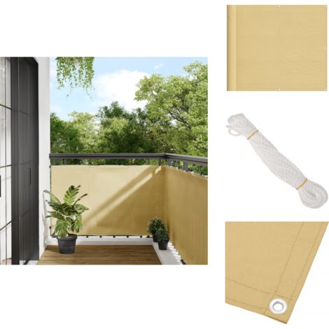 Écran de balcon sable 90x300 cm 100% polyester oxford - Paravent Balcon - Écran De Confidentialité - Parasol Pour Balcon - Brise Vue Terrasse - Décoration Extérieure
