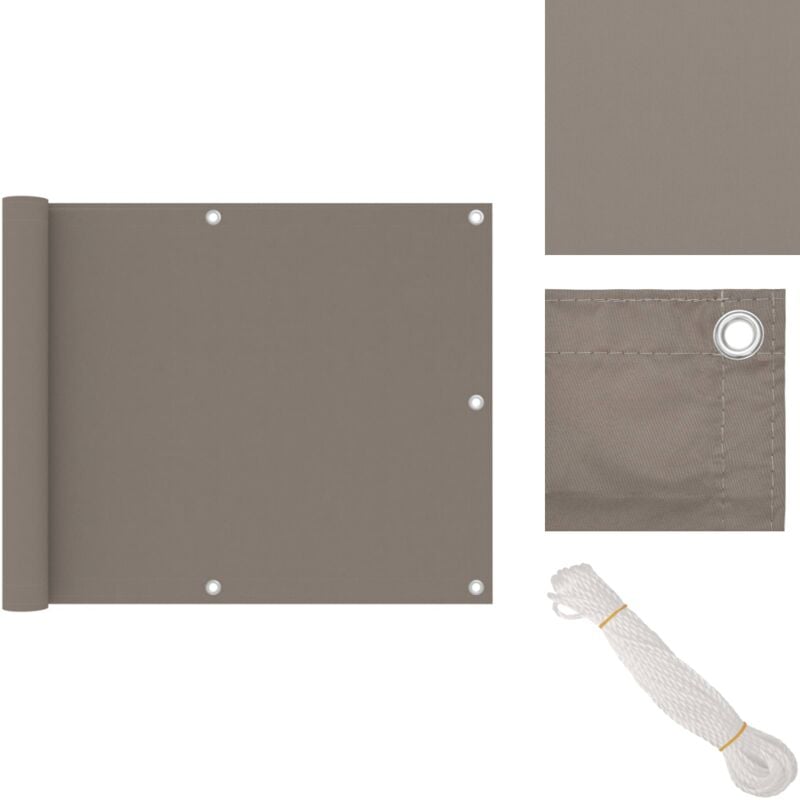 Cran de balcon Taupe 75x600 cm Tissu Oxford - Écran De Balcon - Intimité Balcon - Parasol Balcon - Voile D'ombrage - Protection Solaire