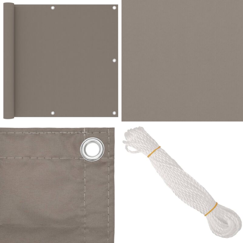 Cran de balcon Taupe 90x600 cm Tissu Oxford - Écran De Balcon - Intimité Balcon - Parasol Balcon - Voile D'ombrage - Protection Solaire - Home &