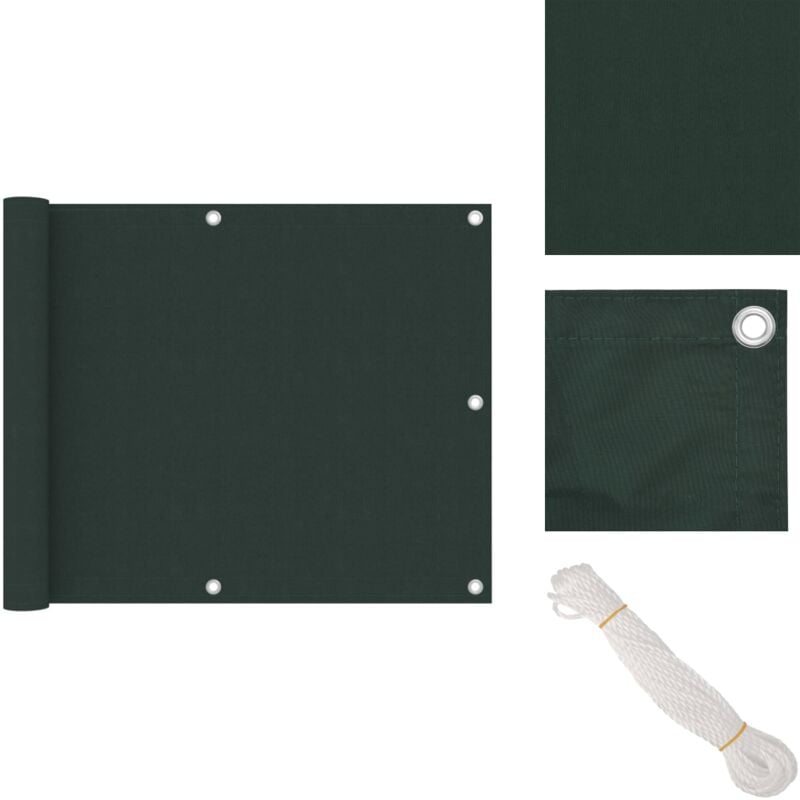 Vidaxl - cran de balcon Vert foncé 75x300 cm Tissu Oxford - Écran De Balcon - Intimité Balcon - Parasol Balcon - Voile D'ombrage - Protection Solaire