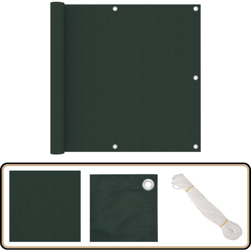 Écran de balcon Vert foncé 90x400 cm Tissu Oxford - Écran De Balcon - Intimité Balcon - Parasol Balcon - Protection Solaire - Voile D'ombrage