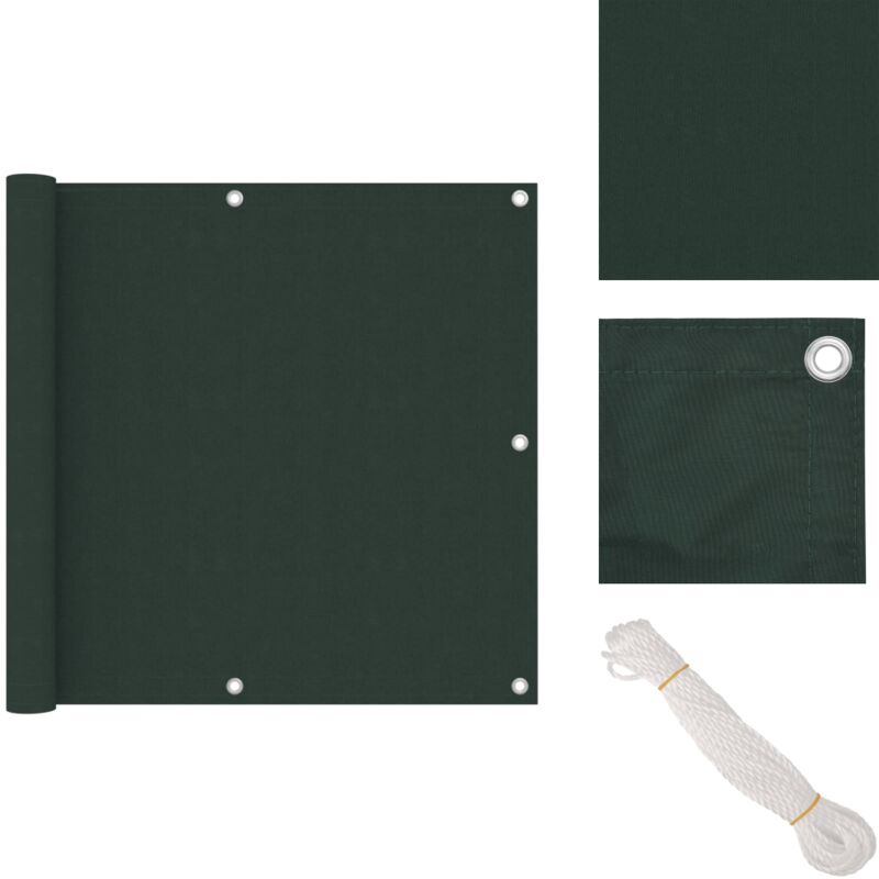 Cran de balcon Vert foncé 90x400 cm Tissu Oxford - Écran De Balcon - Intimité Balcon - Parasol Balcon - Protection Solaire - Voile D'ombrage