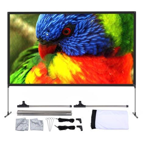 Écran de projecteur BlitzWolf BW-VS6 80 pouces avec support stable Résolution 4K 16:9 Pliable Anti-plis Installation facile Écran de cinéma extérieur