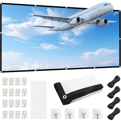 Écran de projection 100" - Double face - 16:9 HD - Pliable - Anti-plis - Pour la maison, le bureau, l'école et l'écran de projection en extérieur