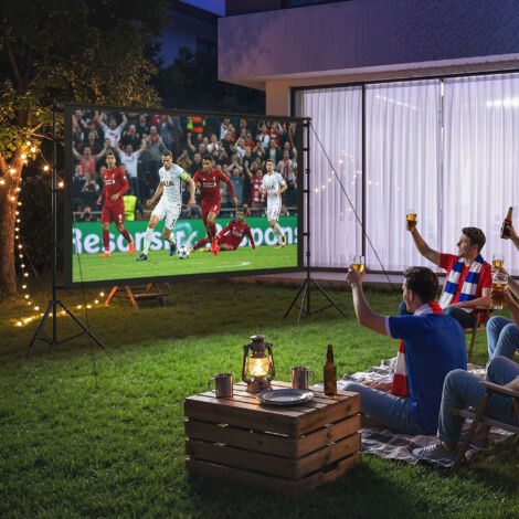 Écran de projection avec trépieds 100 pouces 16:9 HD 4K/8K. écran videoprojecteur portable. 268x58x181cm. blanc et noir