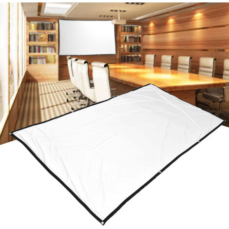 Écran de Projection HD Portable Déroulable 100 Pouces (211x125cm) Polyester Blanc avec 8 Crochets - Écran Mini Projecteur pour Cinéma Maison Bureau Education et Conférences