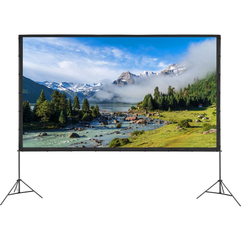 Mophorn - cran de projection avec support, écran de cinéma extérieur 150 pouces 16:9 4K hd, sans plis avec trépieds et sac de transport pour cinéma