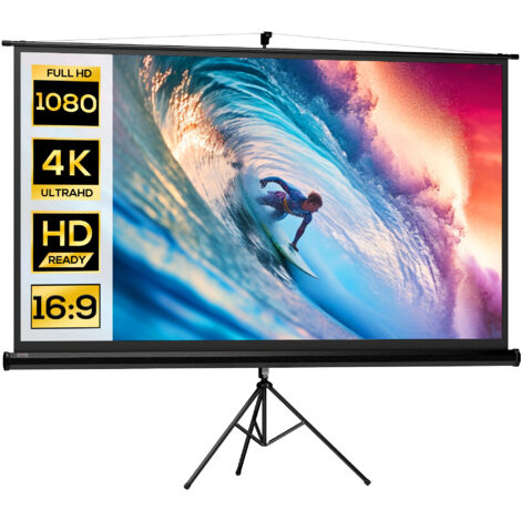 Écran de projection portable 100 pouces, support ajustable pour vidéo 4K Ultra HD, format 16:9