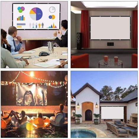 Écran de Projection Portable HD 16:9, 120 Pouces, en Polyester Pliable pour Maison et Bureau