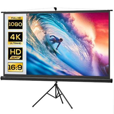 Écran de projection sur trépied 221x124 cm 100 pouces 16:9 HD 4K toile rétractable