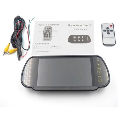 Écran de rétroviseur intérieur 7 pouces. Affichage de l'image de recul. Priorité à la marche arrière. Compatible avec une caméra DVD de voiture.