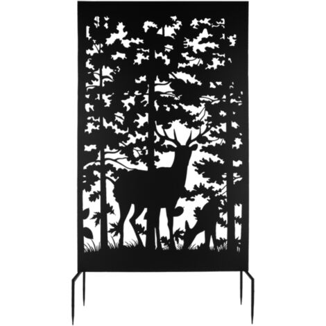 Écran d'intimité avec motif de cerf - Noir - L 100,4 x H 186 cm - Livraison gratuite