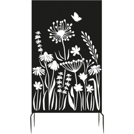 Écran d\'intimité avec motif floral - Noir - L 100,4 x H 186 cm - Livraison gratuite