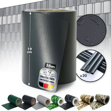 Écran d'intimité, Bandes Brise-Vue, Rouleau de 35 mètres Occultant, 20 Clips de Fixation Inclus, Gris anthracite, 19cm x 35 m