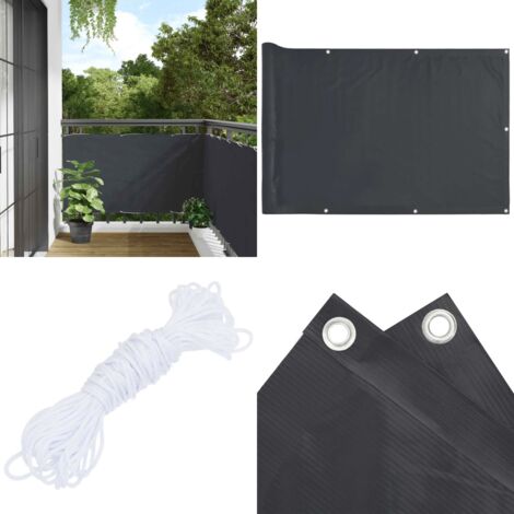Écran d'intimité de balcon anthracite 300x75 cm PVC - Brise Vue Balcon - Ecran D'intimité - Cloture Balcon - Protection Solaire - Décoration Balcon - Home & Living