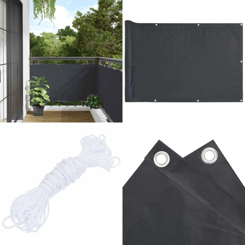 Cran d'intimité de balcon anthracite 300x90 cm pvc - Brise Vue Balcon - Ecran D'intimité - Cloture Pliable - Protection Solaire - Décoration