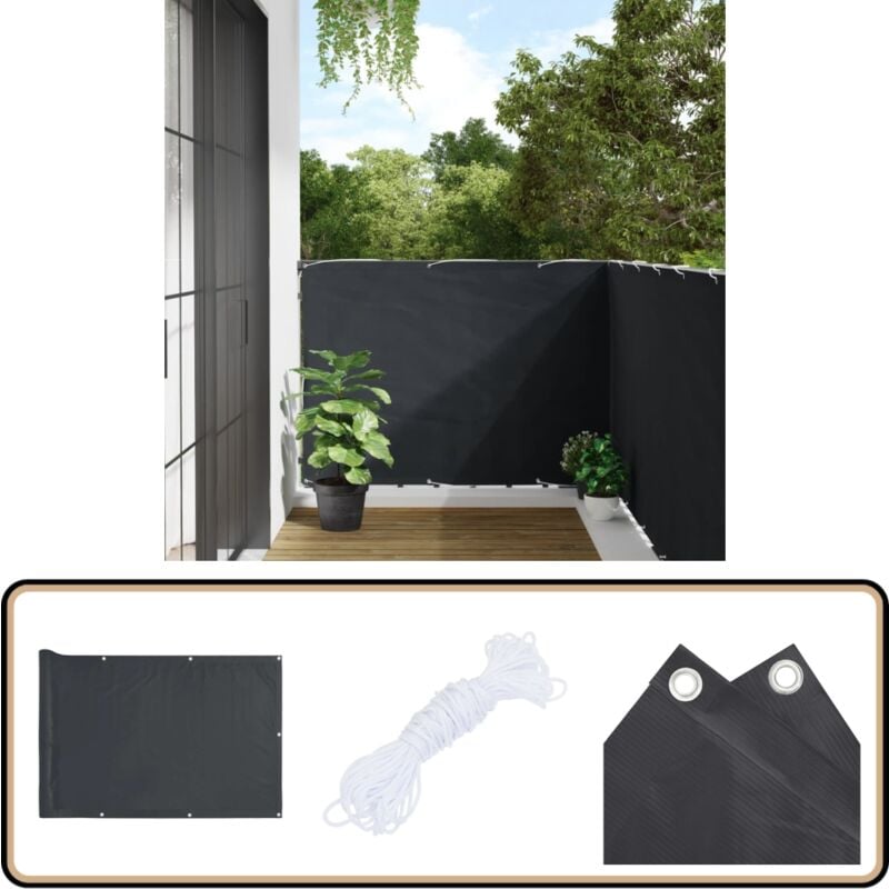 Vidaxl - cran d'intimité de balcon anthracite 400x120 cm pvc - Brise Vue Balcon - Ecran D'intimité - Cloture Balcon - Protection Solaire - Décoration