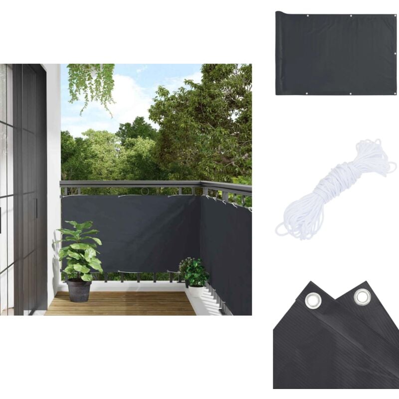 Cran d'intimité de balcon anthracite 400x120 cm pvc - Brise Vue Balcon - Ecran D'intimité - Cloture Balcon - Protection Solaire - Décoration Exterieur