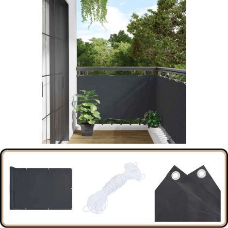 Écran d'intimité de balcon anthracite 400x75 cm PVC - Écran D'intimité Balcon - Brise Vue Balcon - Cloture Balcon - Protection Solaire Balcon - Décoration Balcon