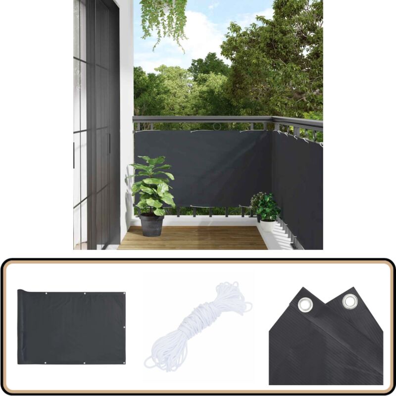 Vidaxl - cran d'intimité de balcon anthracite 400x90 cm pvc - Écran D'intimité Balcon - Brise Vue Balcon - Cloture Balcon - Protection Solaire Balcon