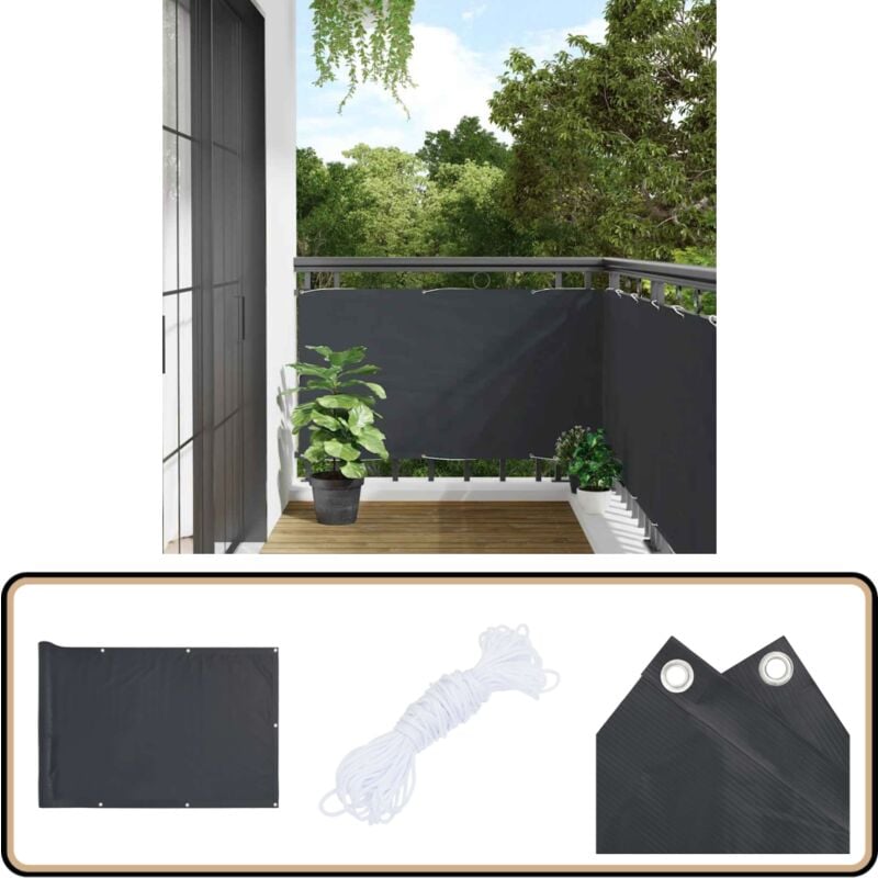 Vidaxl - cran d'intimité de balcon anthracite 500x90 cm pvc - Brise Vue Balcon - Ecran D'intimité - Cloture Balcon - Protection Solaire - Décoration