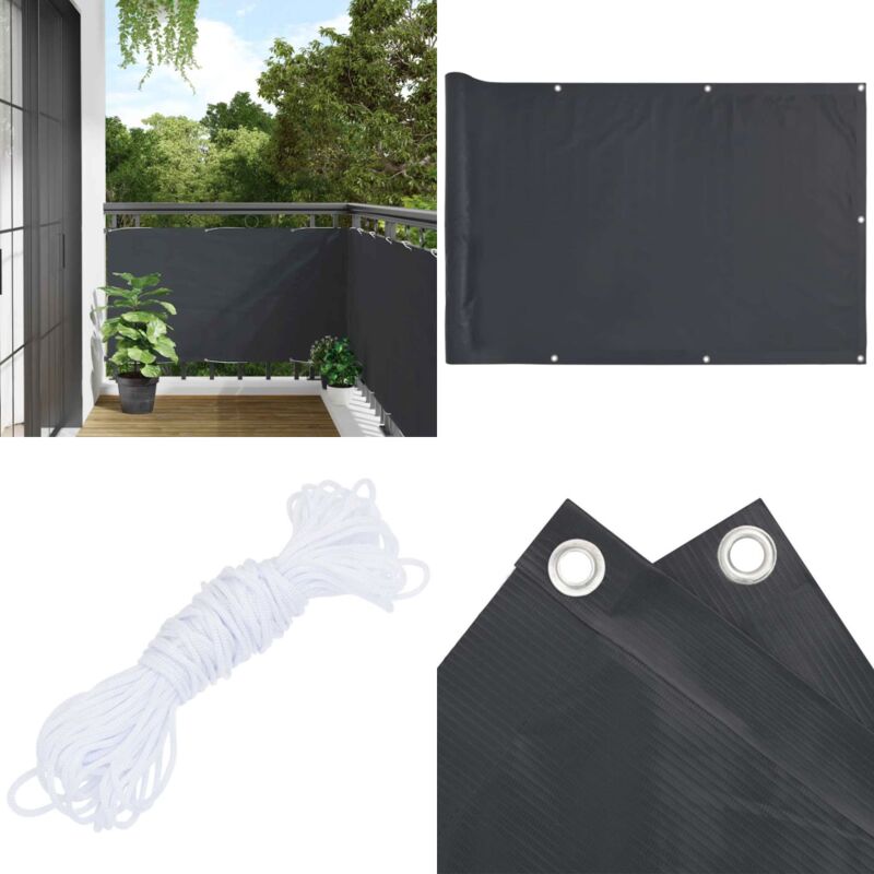Cran d'intimité de balcon anthracite 500x90 cm pvc - Brise Vue Balcon - Ecran D'intimité - Cloture Balcon - Protection Solaire - Décoration Terrasse