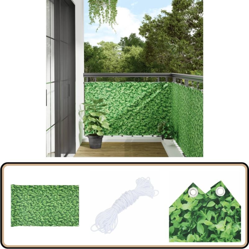 Écran d'intimité de balcon aspect de plante vert 300x90 cm PVC - Brise Vue Balcon - Ecran Intimité Balcon - Cloture Balcon - Protection Solaire