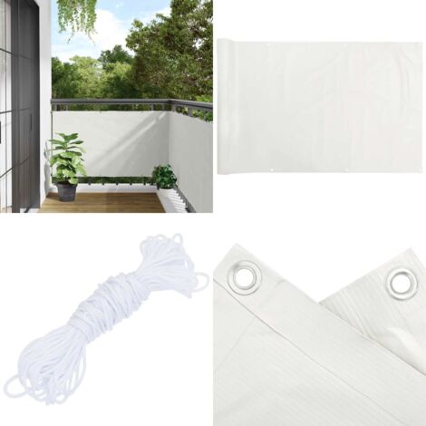 Écran d'intimité de balcon blanc 400x120 cm PVC - Brise Vue Balcon - Ecran D'intimité - Cloture Pvc - Protection Solaire - Décoration Exterieur - Home & Living