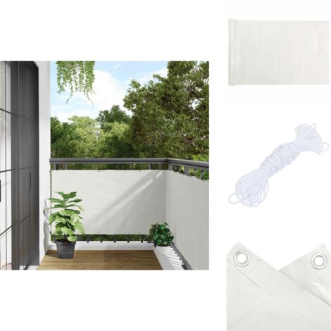Écran d'intimité de balcon blanc 500x75 cm PVC - Écran D'intimité Balcon - Brise Vue Balcon - Clôture Balcon - Protection Solaire Balcon - Décoration Balcon