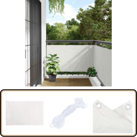 Écran d'intimité de balcon blanc 600x120 cm PVC - Brise Vue Balcon - Ecran D'intimité - Cloture Pvc - Protection Solaire - Décoration Exterieur