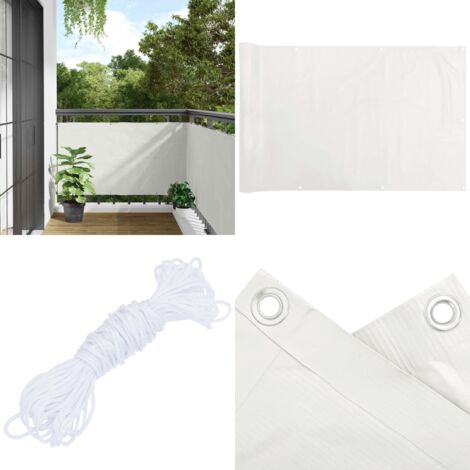 Écran d'intimité de balcon blanc 600x120 cm PVC - Brise Vue Balcon - Ecran D'intimité - Cloture Pvc - Protection Solaire - Décoration Exterieur - Home & Living