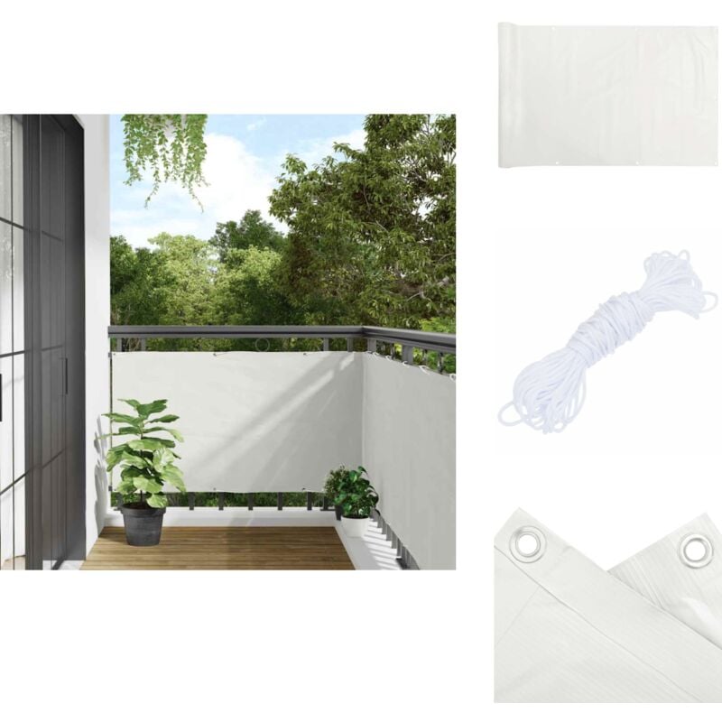 Cran d'intimité de balcon blanc 700x75 cm pvc - Brise Vue Balcon - Ecran D'intimité - Cloture Pvc - Protection Solaire - Décoration Exterieur
