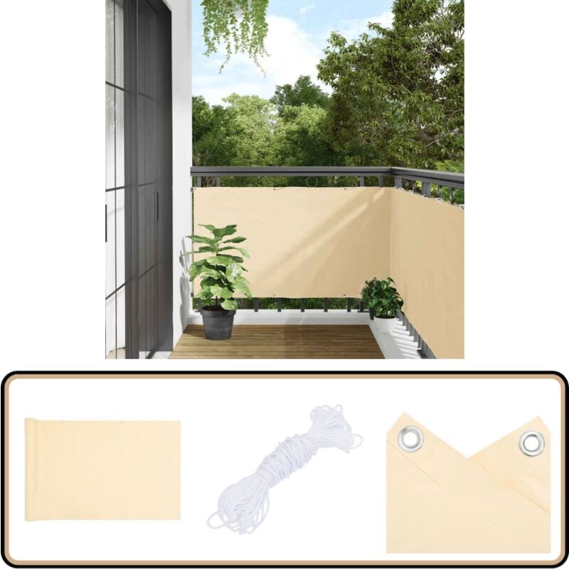 Vidaxl - cran d'intimité de balcon crème 1000x120 cm pvc - Brise Vue Balcon - Ecran D'intimité - Cloture Pliable - Protection Solaire - Décoration