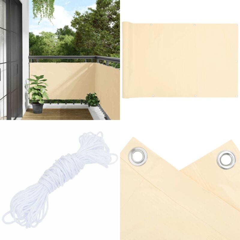 Vidaxl - cran d'intimité de balcon crème 300x90 cm pvc - Écran D'intimité Balcon - Brise Vue Balcon - Protection Solaire Balcon - Décoration Balcon