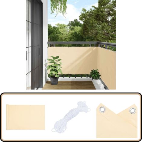 Écran d'intimité de balcon crème 600x120 cm PVC - Écran D'intimité Balcon - Brise Vue Balcon - Cloture Balcon - Protection Solaire Balcon - Décoration Balcon