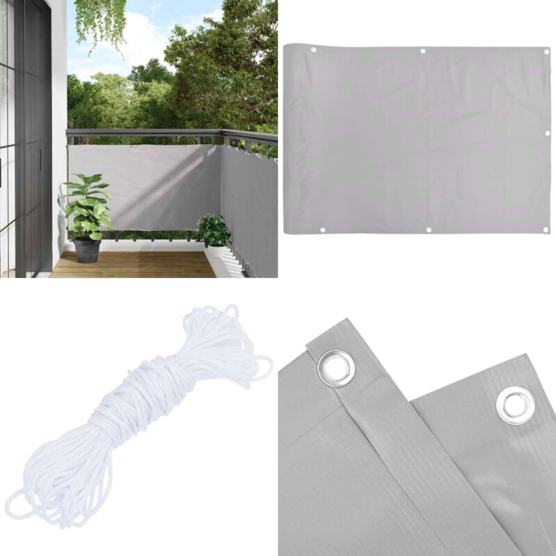 Cran d'intimité de balcon gris 300x120 cm pvc - Brise Vue Balcon - Ecran D'intimité - Cloture Pvc - Protection Solaire - Décoration Exterieur - Home